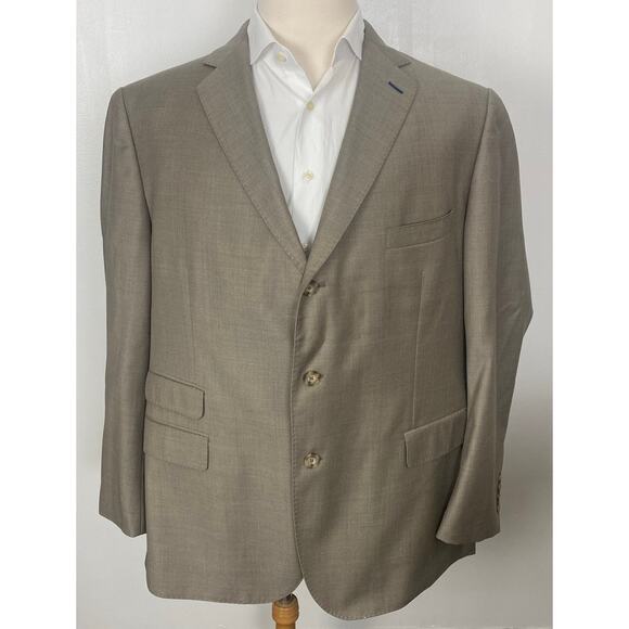 Men J. Hilburn Vitale Barberis Canonico wool cuffed 2-piece 3-button suit, 48R - Picture 2 of 11